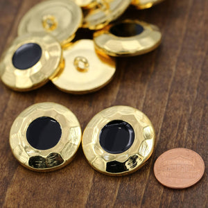 4 Gold and Black Plastic Button