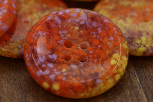 4 Orange Spotted Splatter Oversized Plastic Button