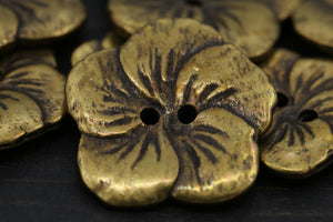 4 Bronze Hawaiian Flower Metal Button