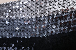 1 Yard 6.25 Silver, Gunmetal and Black Ombre Ultra Wide Stretch Sequin Trim