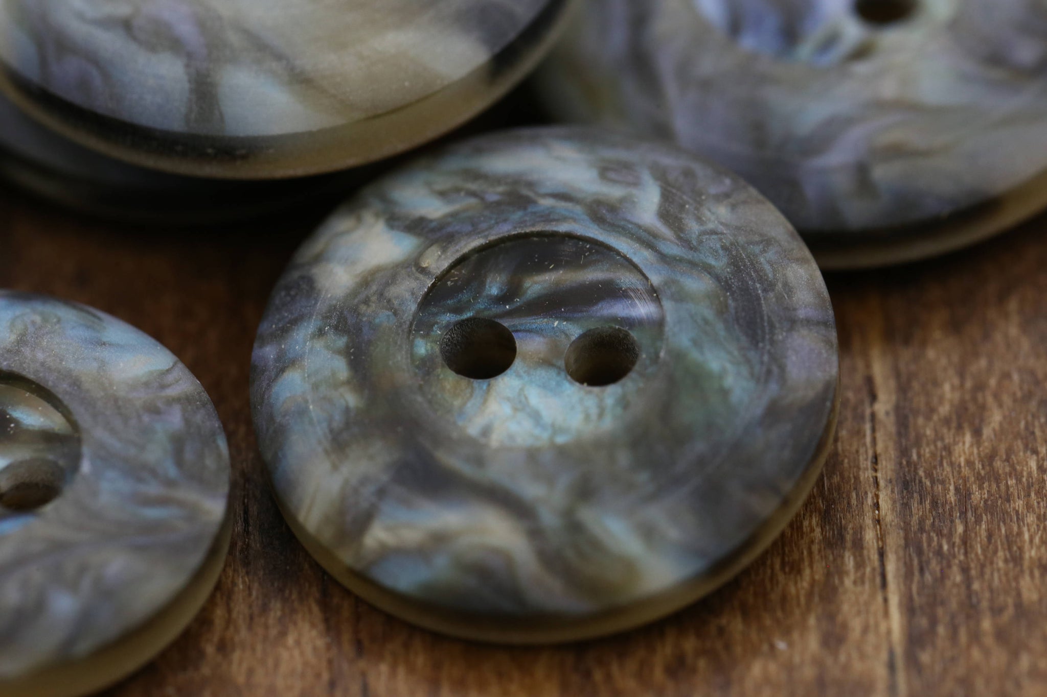 12 Gray Marble Faux Shell Plastic Button