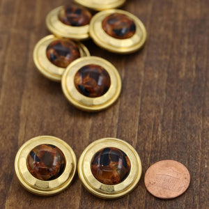 4 Gold With Brown Tortoise Center Plastic Decorative Button