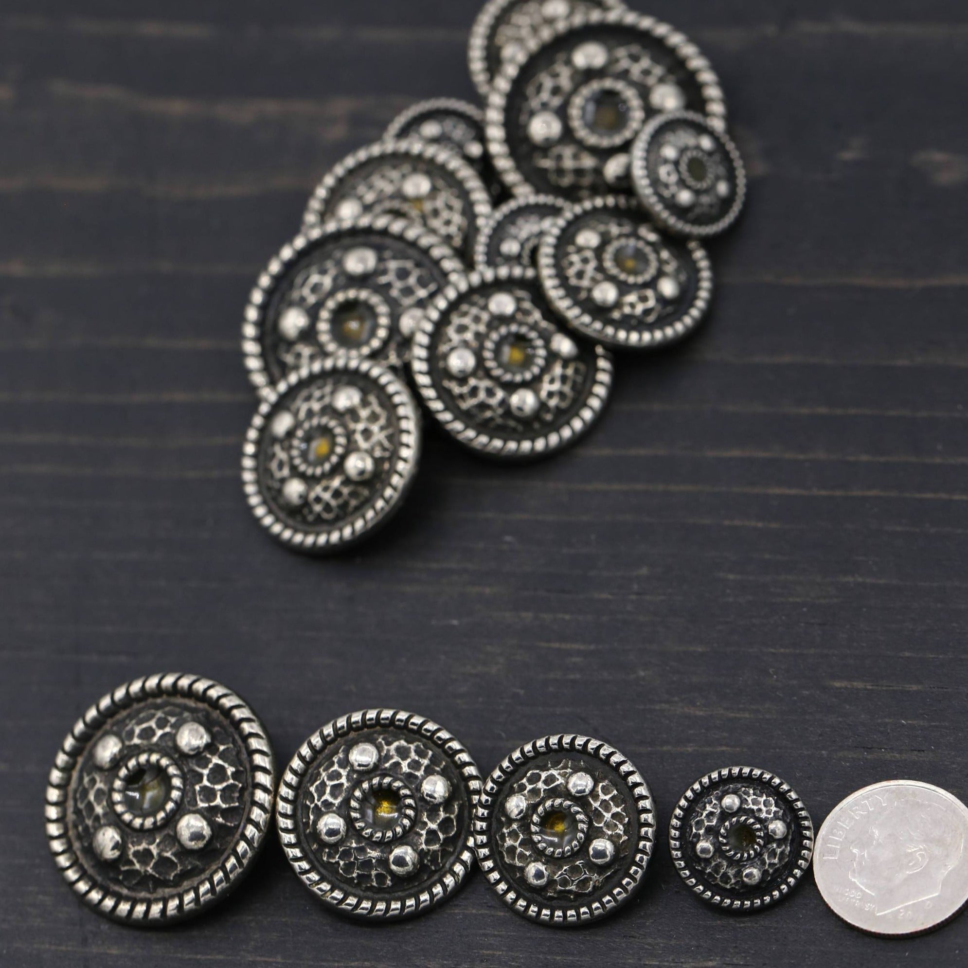 Goth Buttons 4 Antique Silver Metal Gothic Button – Trim 2000 Plus