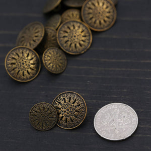 12 Bronze Small Metal Button