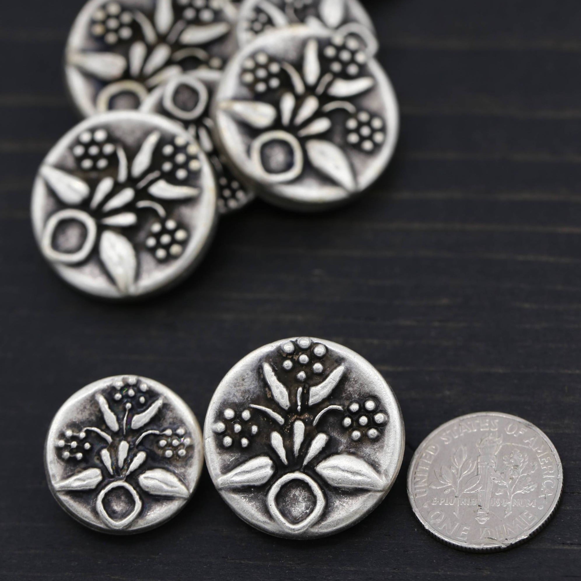 4 Silver Metal Button