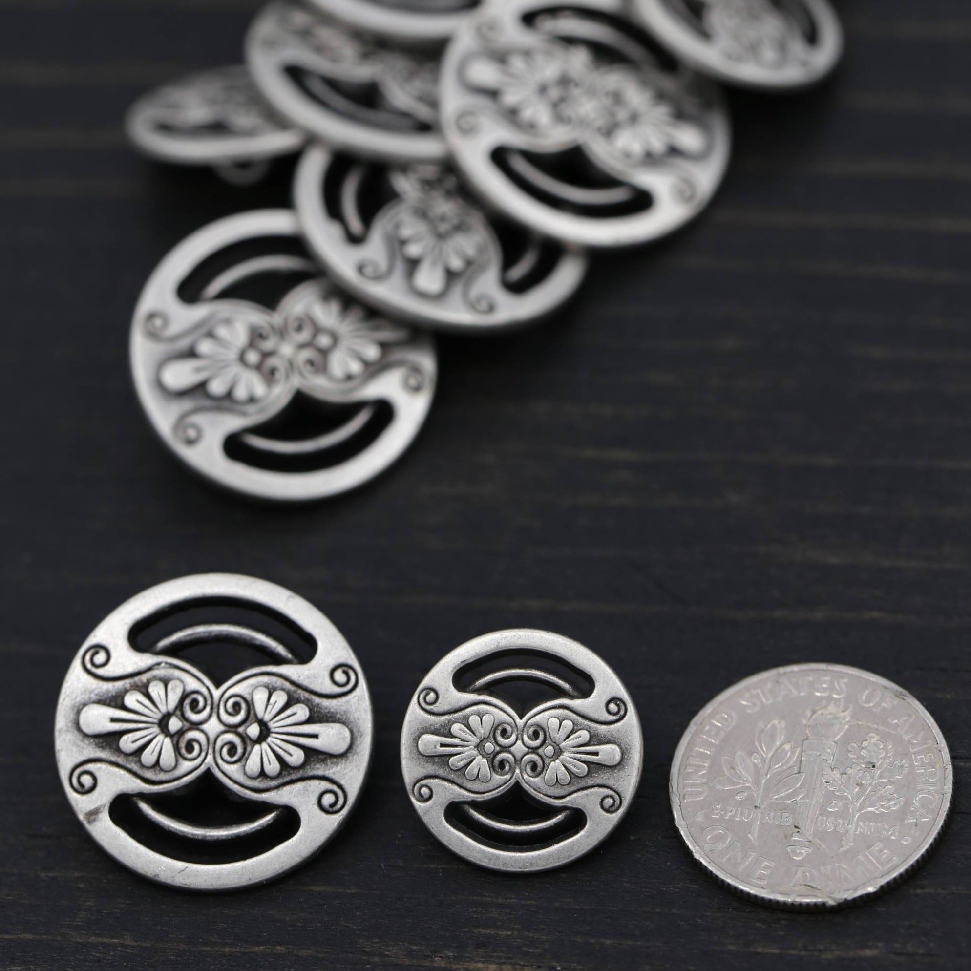 4 Silver Metal Button