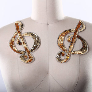 1 Oversized Gold Sequined Music Note Patch