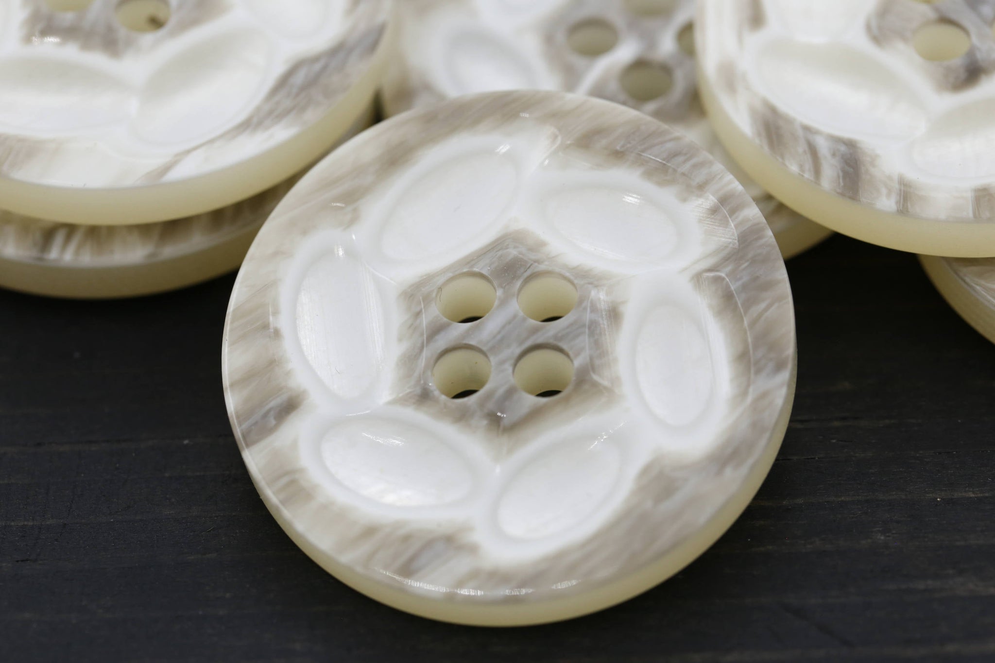 4 Beige Swirling Shell Praise Large Plastic Button