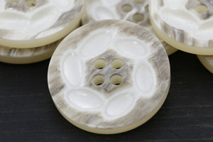 4 Beige Swirling Shell Praise Large Plastic Button