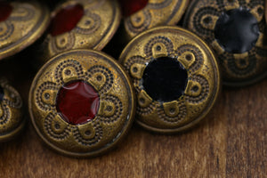 4 Burgundy or Black Inside Renaissance Styled Vintage Bronze Button