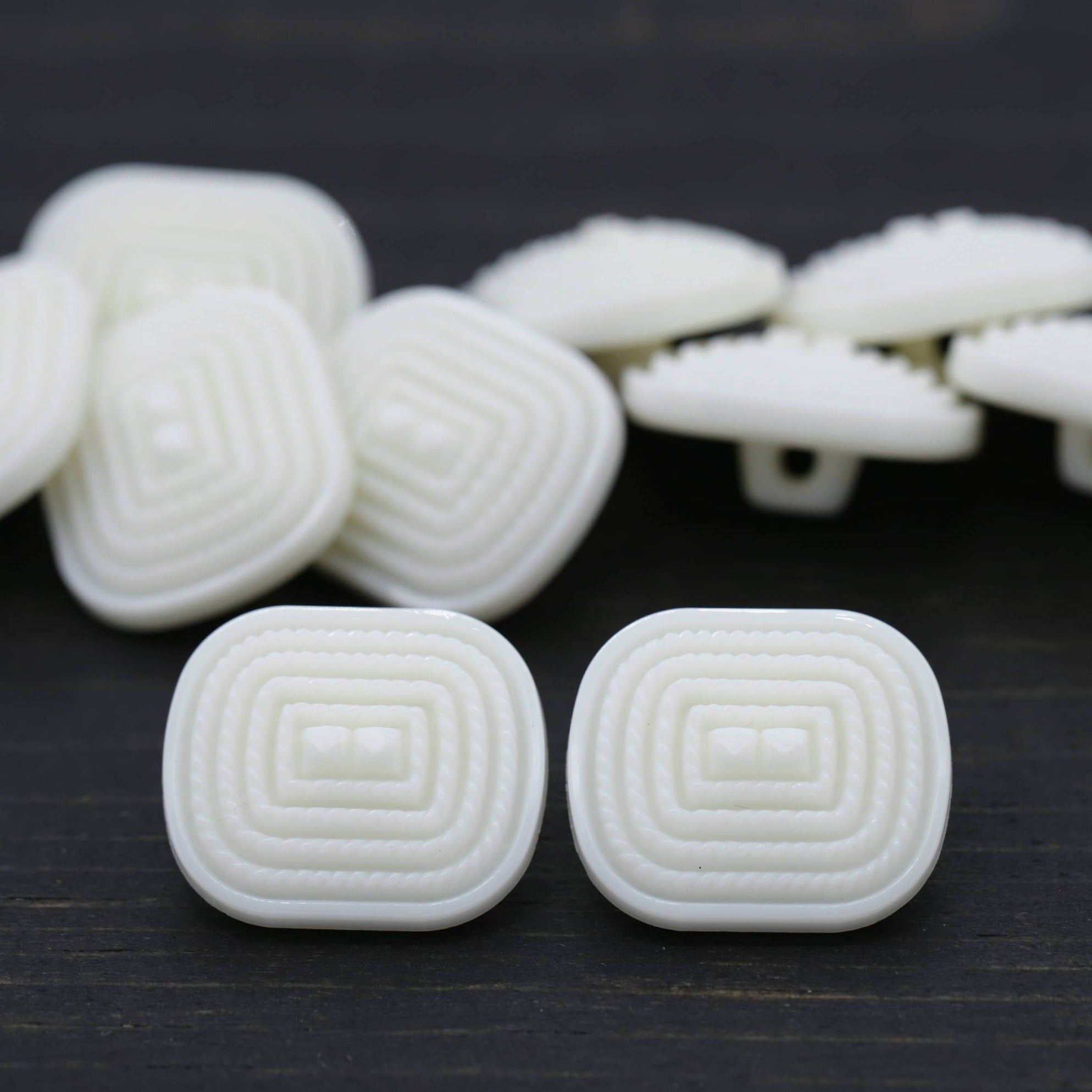 12 White Protruding Texture Rectangular Button