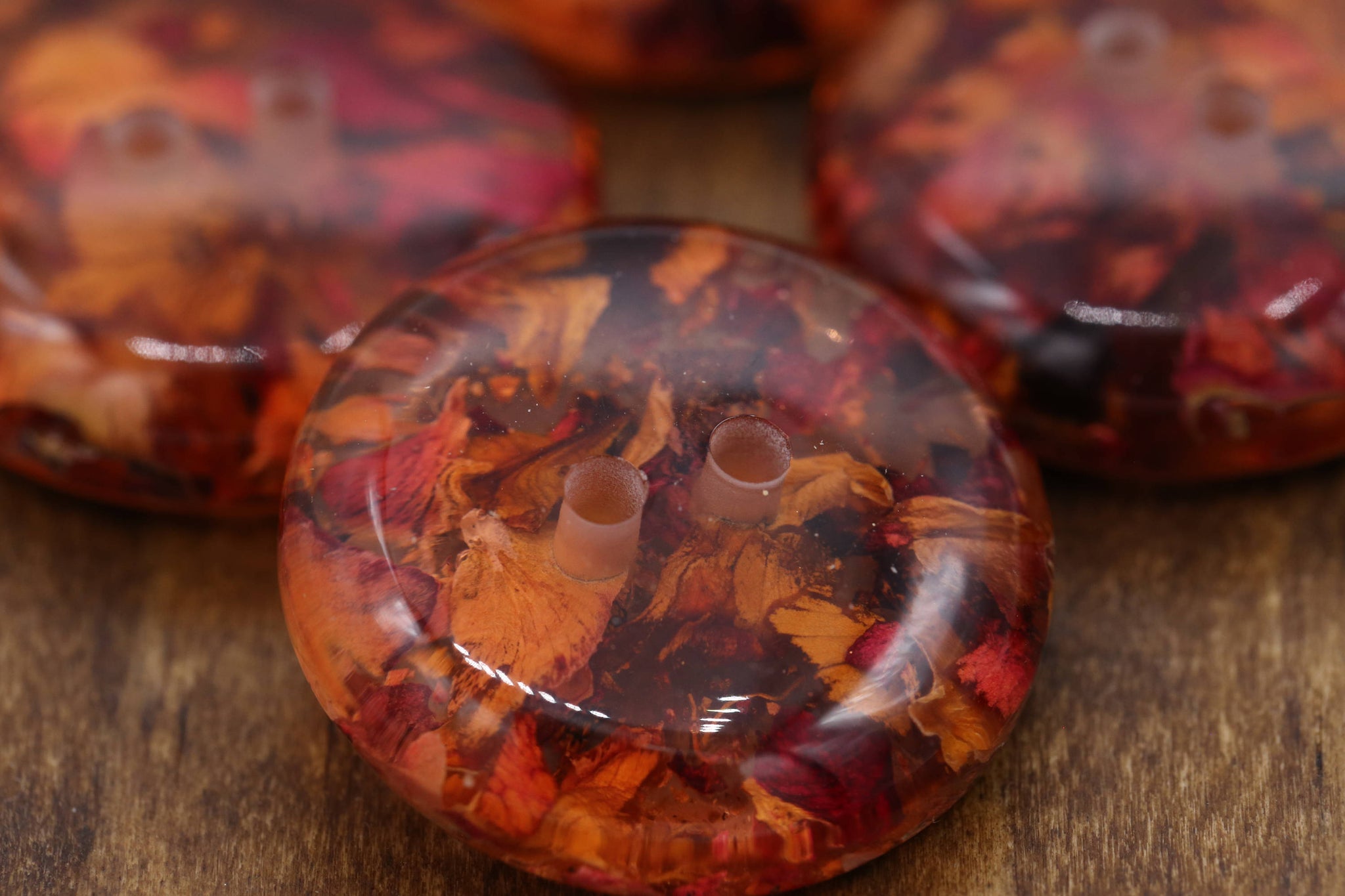 1" Autumn Leaf Plating Orange Plastic Button