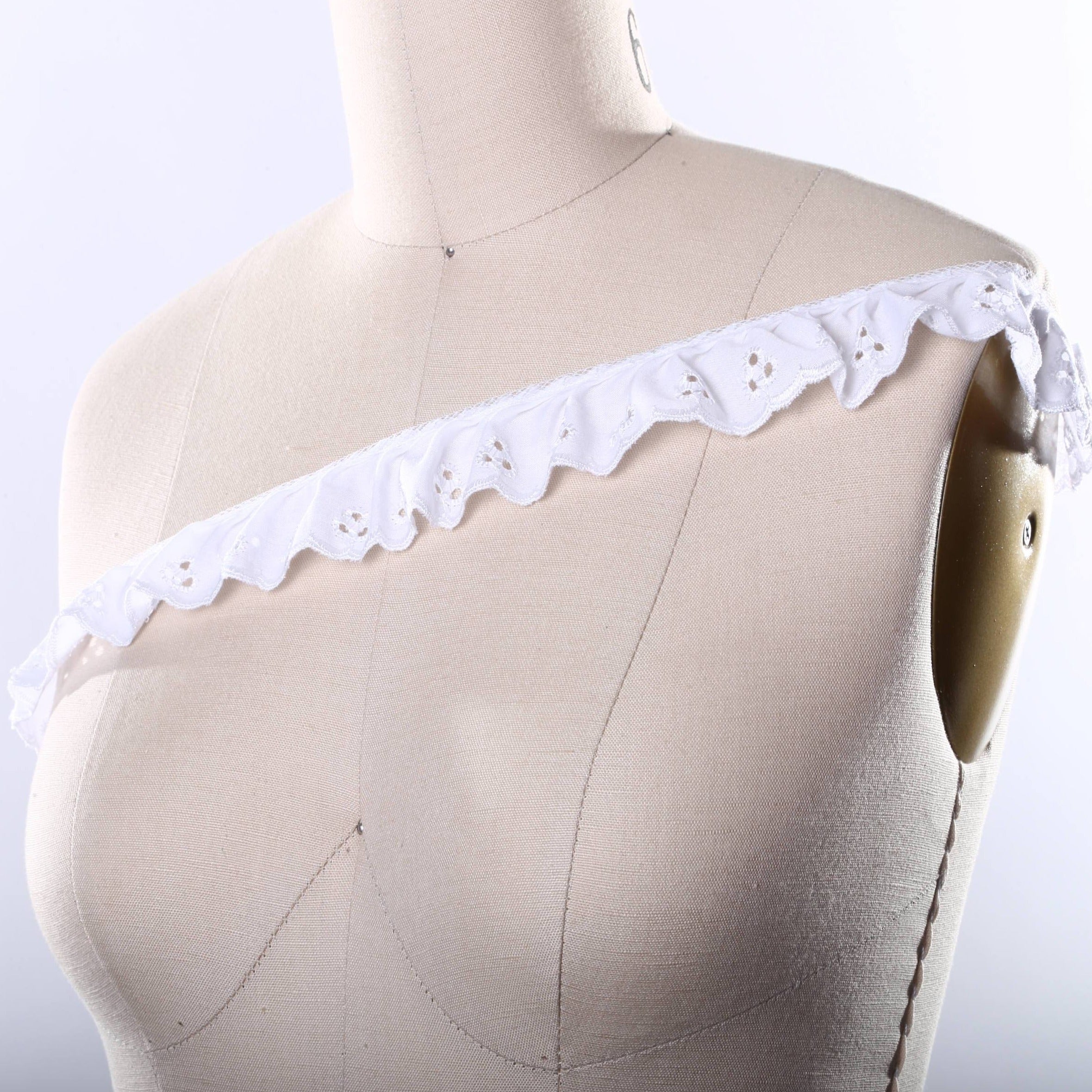 Cotton White Ruffle Trim White Eyelet Ruffle Lace/ Perfect for Layering and  Kids Clothes 