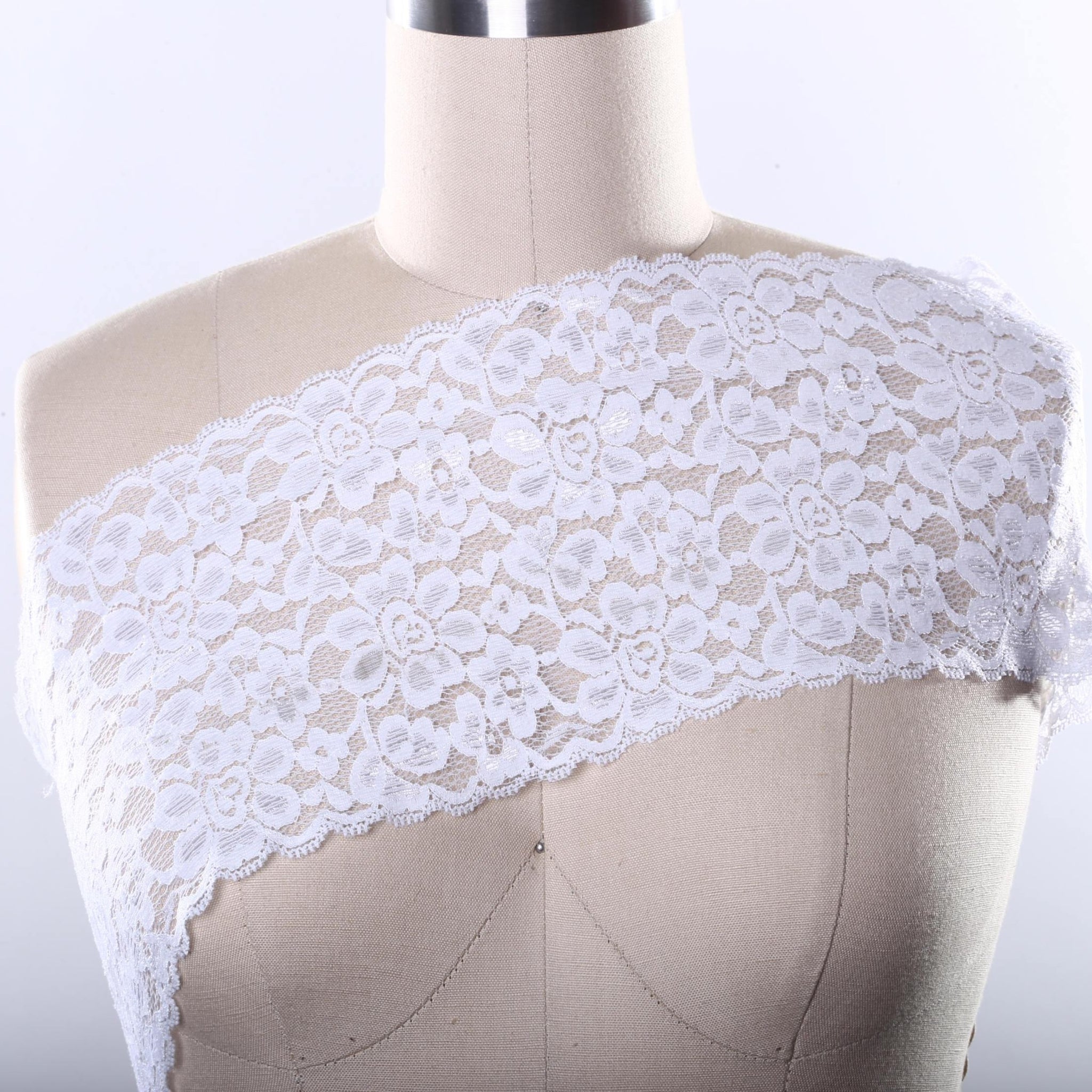 6.25" Wide White Stretch DIY Lingerie Lace Trim