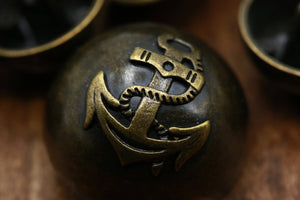 4 Bronze Anchors Aweigh Dome Shape Nautical Theme Metal Button