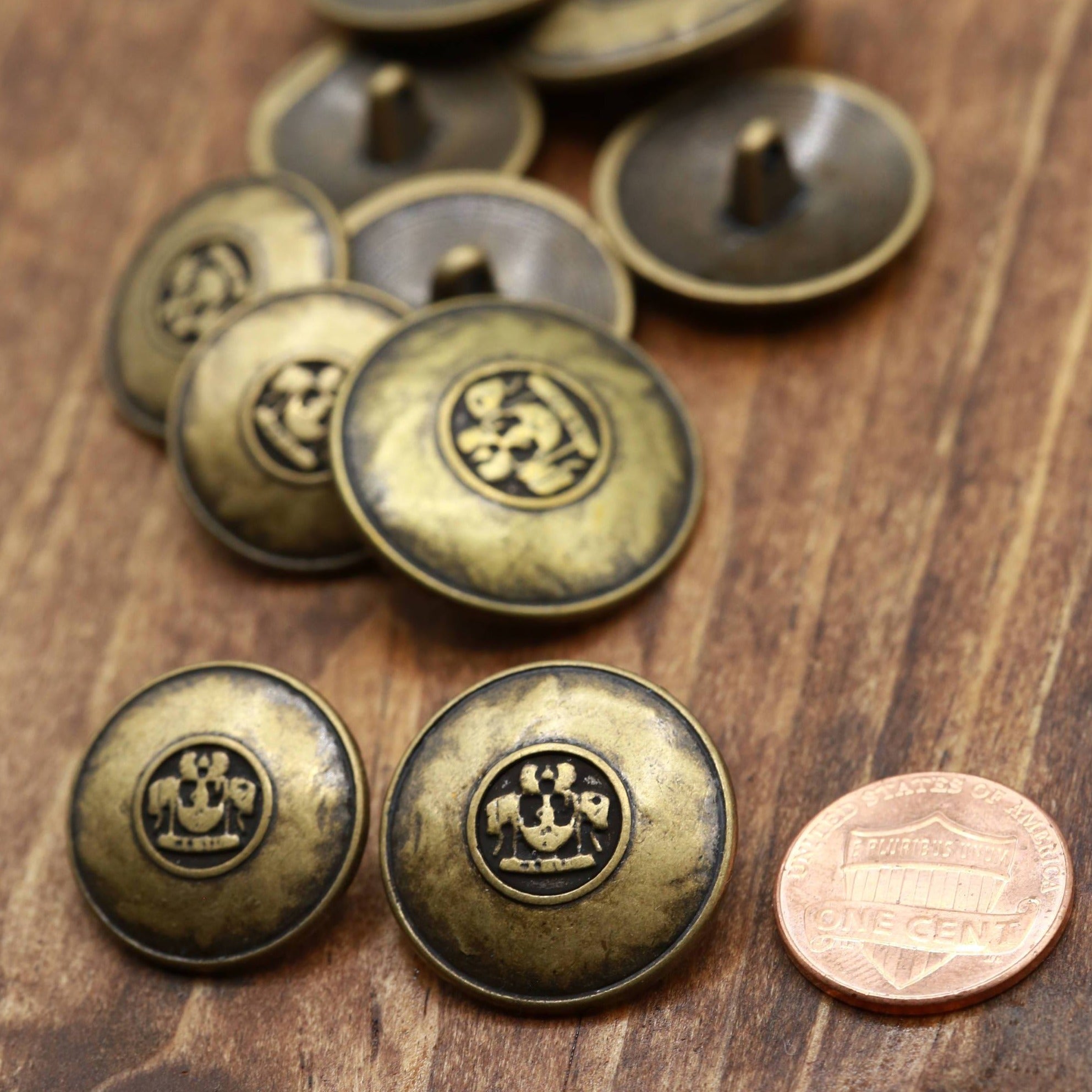 4 Antique Brass Textured Metal Button – Trim 2000 Plus