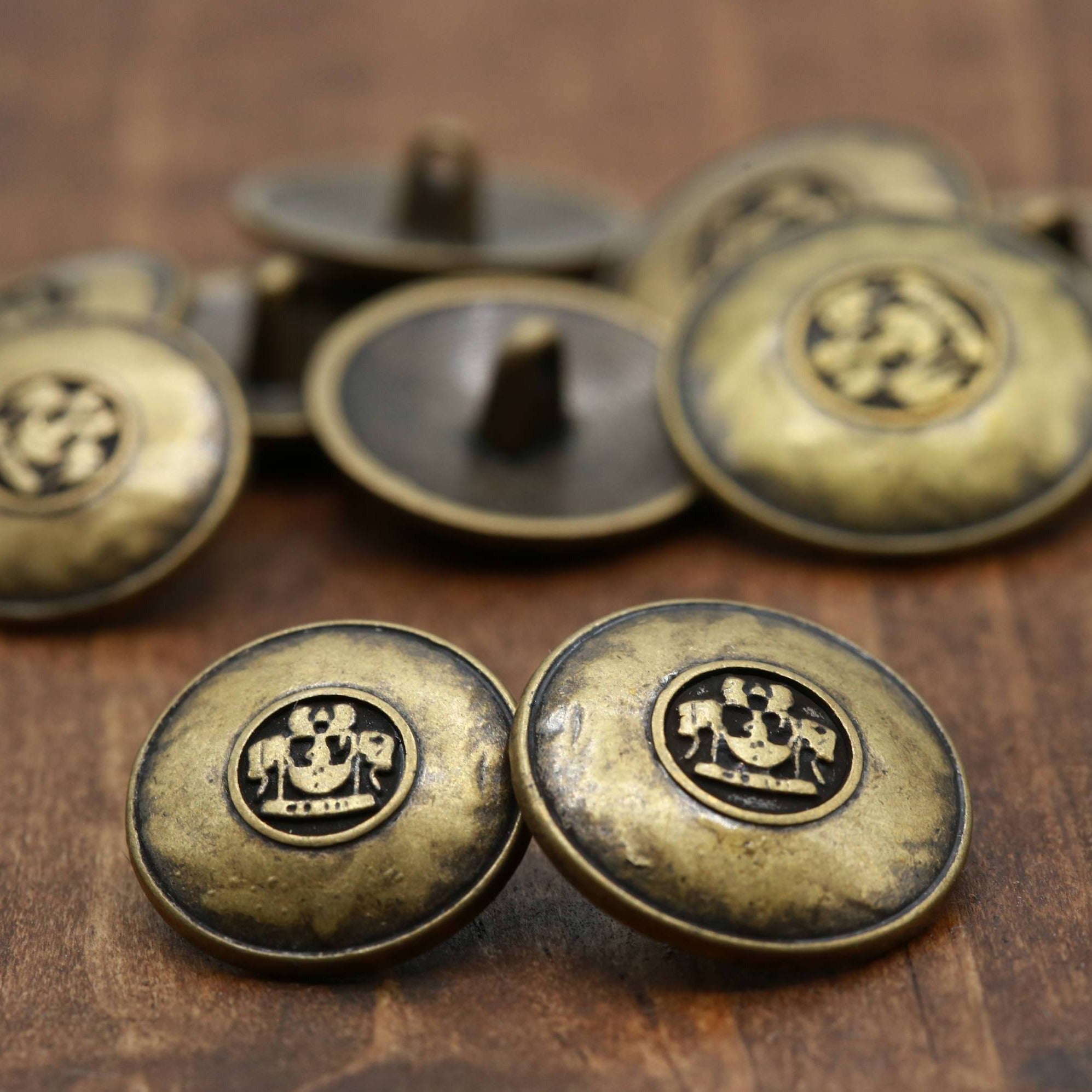 4 Antique Brass Textured Metal Button – Trim 2000 Plus