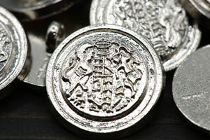 4 Silver Slightly Shiny Finish Beasts of Burden Metal Button