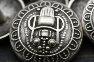 4 Silver Hawaiian Tiki God Metal Button