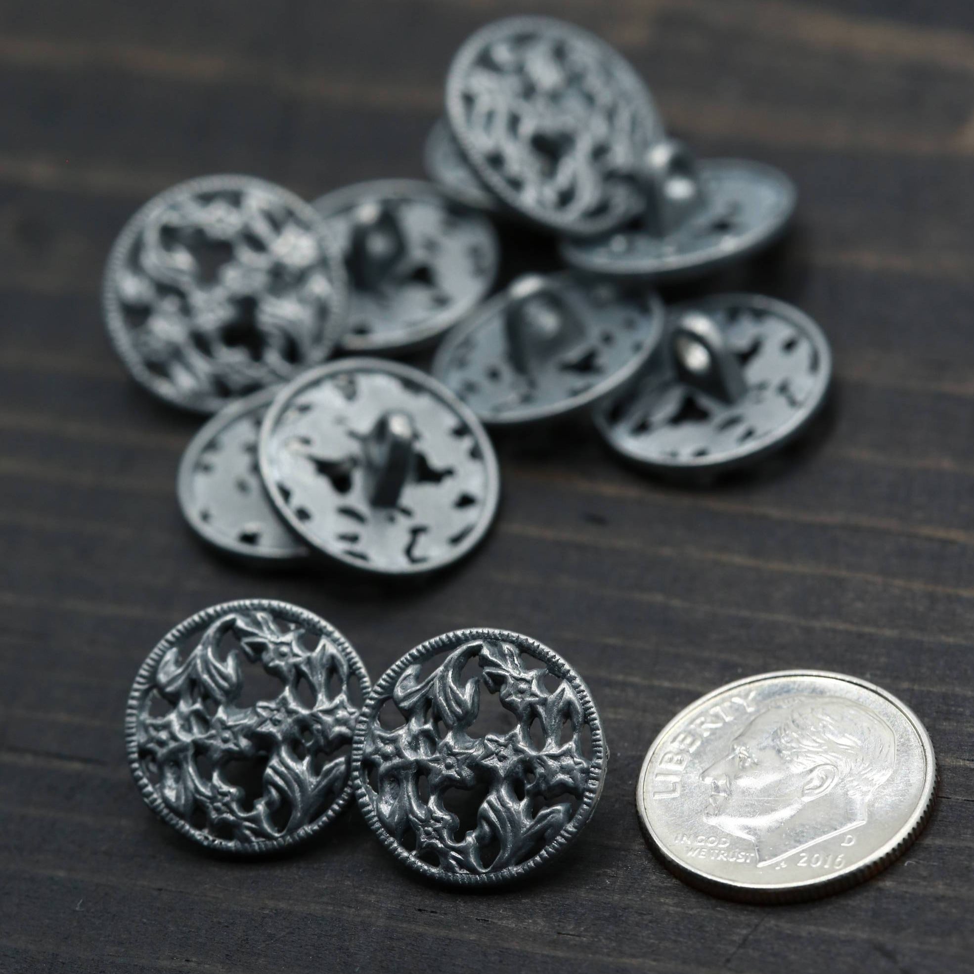 4 Charcoal Gunmetal Button