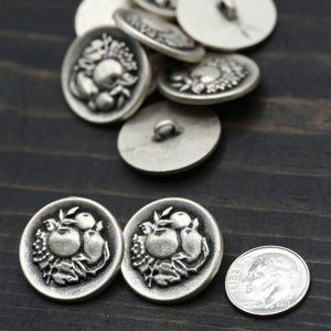 4 Silver Fruit Design Metal Button