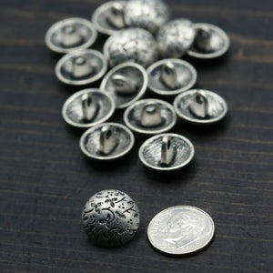 4 Silver Contemporary Flowers Small Metal Button