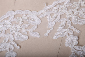 1 Yard 5" Ivory or White Beaded Bridal Veil l Lace Trim