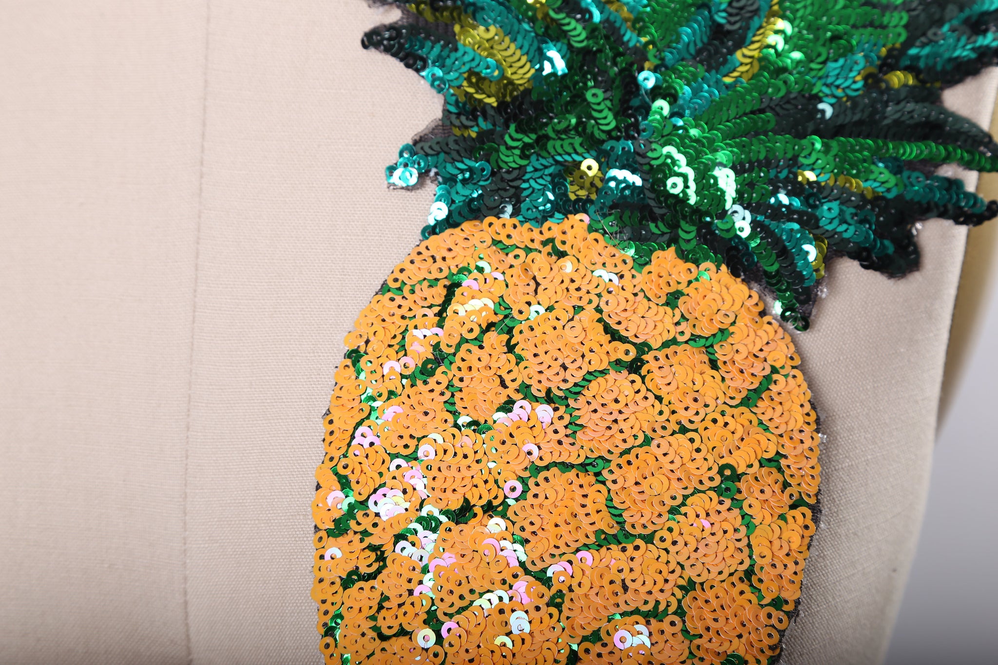 1 Orange Sequin  Iron on Pineapple Patch/applique