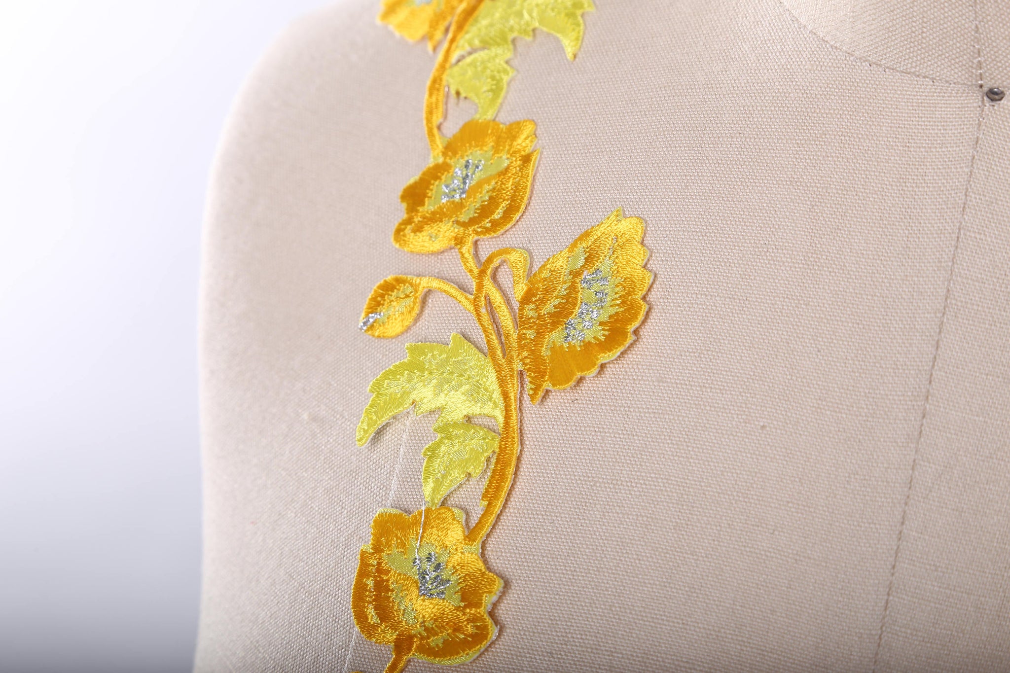 2 Butter Canary Yellow Embroidery Iron on  Flower Patch