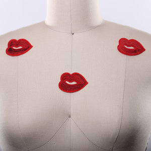 1 Red  sequin Iron on  Lips Patch