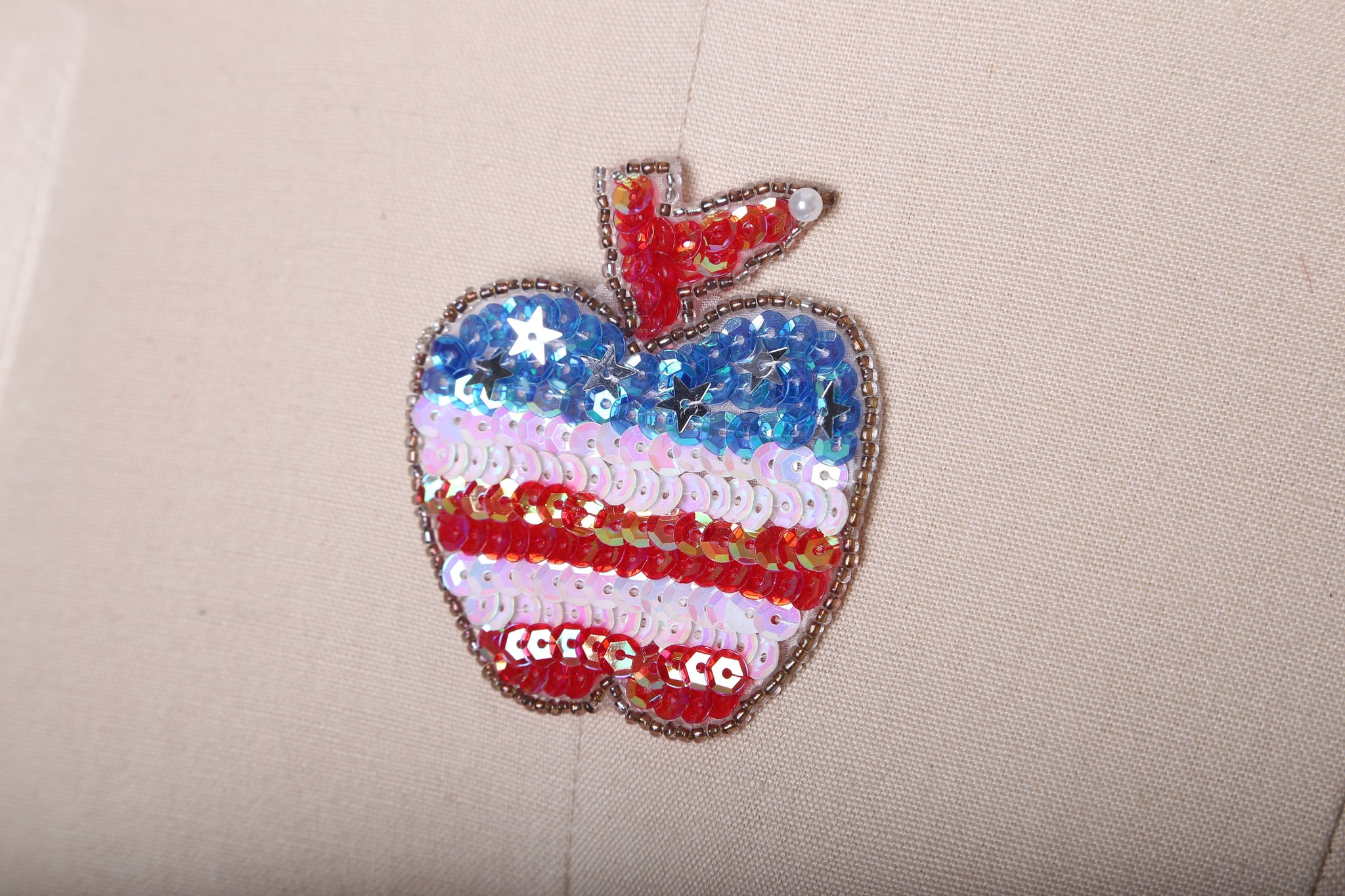 1 American Sequin Flag Apple Patch