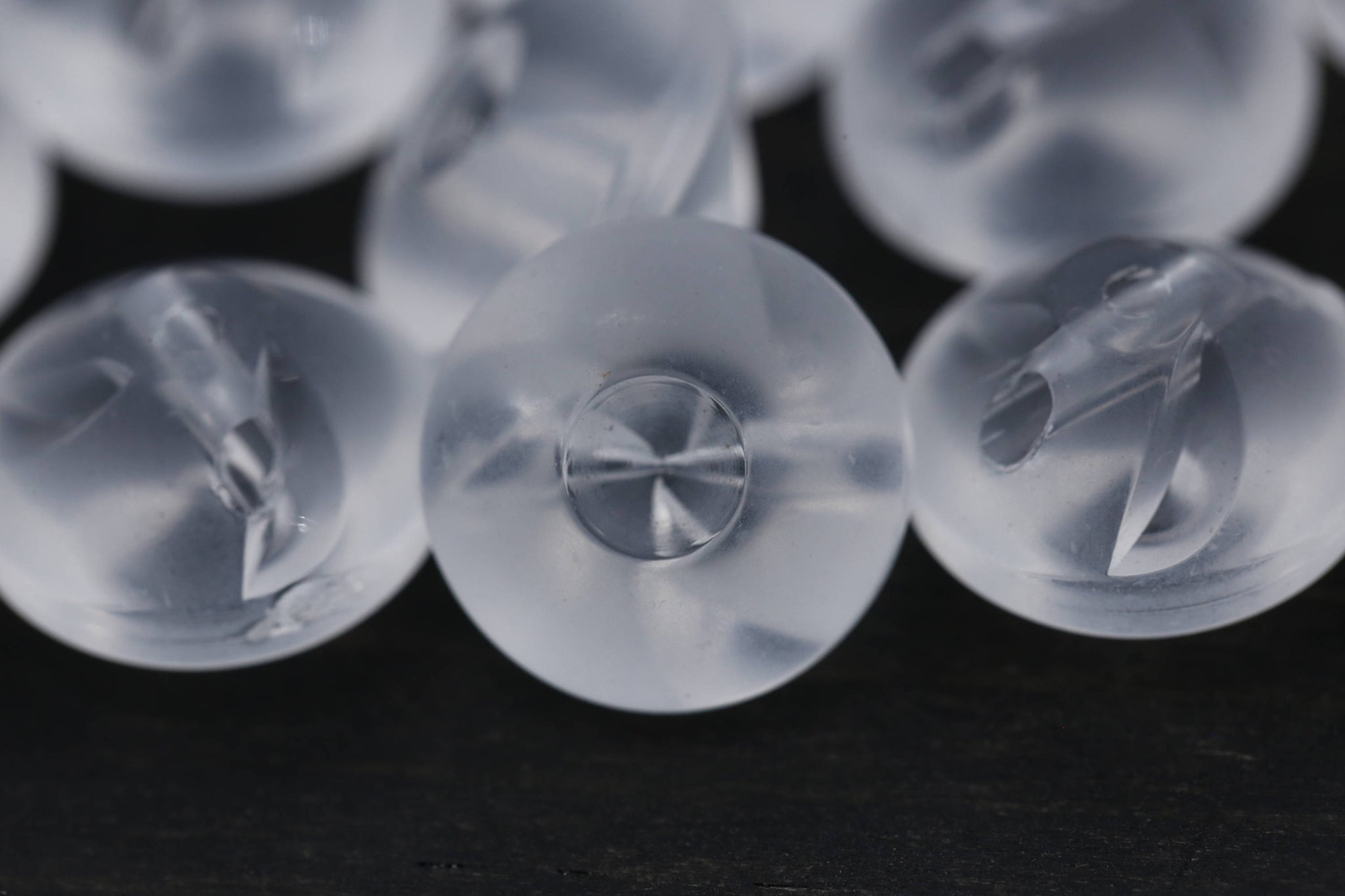 12 Clear Frosted Plastic Button