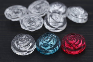 4 Clear Intricate Rose Design Button