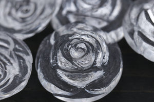 4 Clear Intricate Rose Design Button