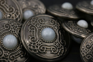 4 Brass with White Pearl Center Gunmetal Button