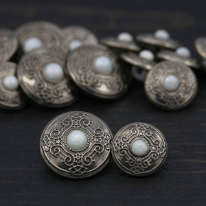 4 Brass with White Pearl Center Gunmetal Button