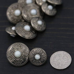 4 Brass with White Pearl Center Gunmetal Button