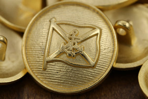 4 Gold Ship Flag Anchor Metal Button