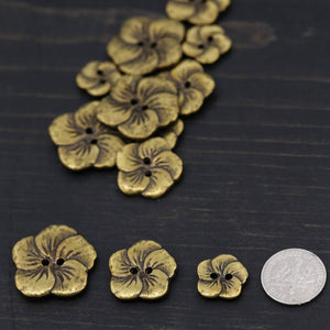 4 Bronze Hawaiian Flower Metal Button