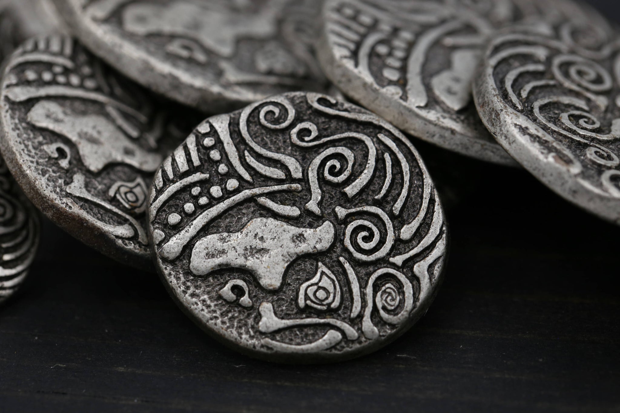 4 Silver Antique African Elephant Metal Button