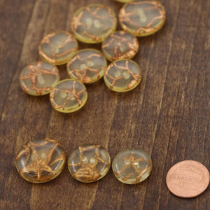 12 Clear Gold Artistic Working Plastic Button