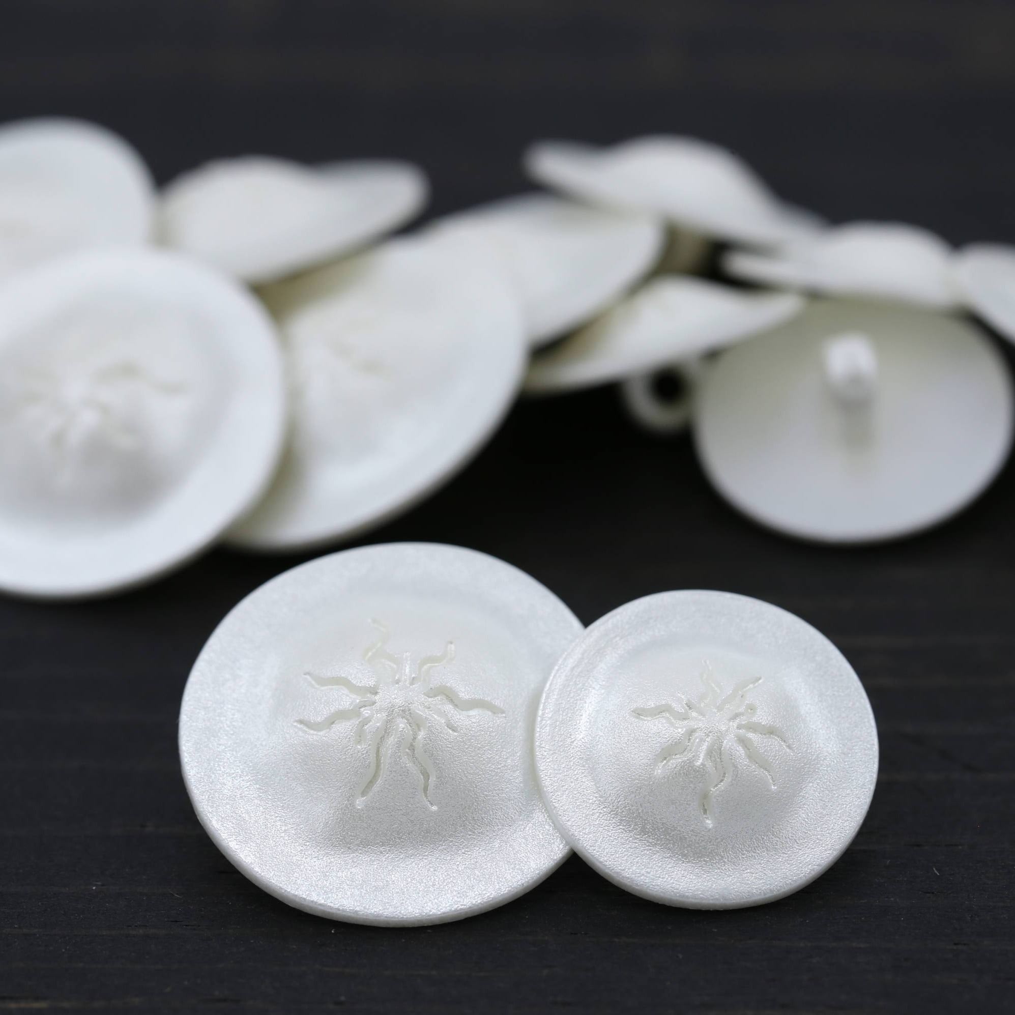 12 White Rupturing Volcanic Pearl Button