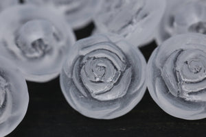 4 Clear Intricate Rose Design Button