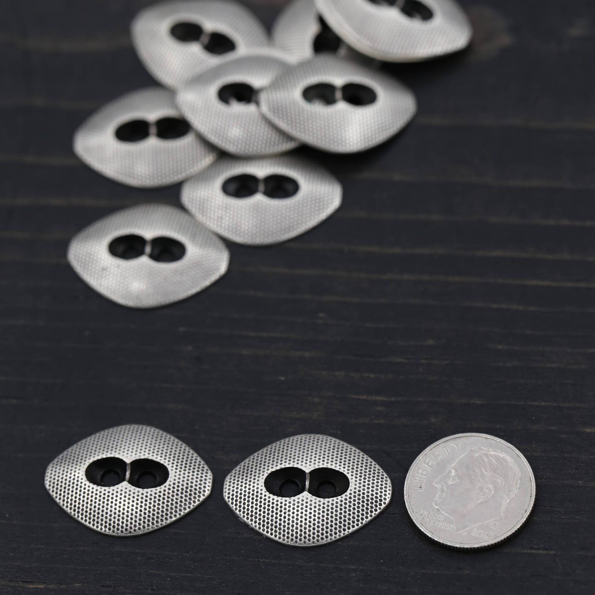 4 Silver Rhombus Shaped Scaled Modern Design Metal Button
