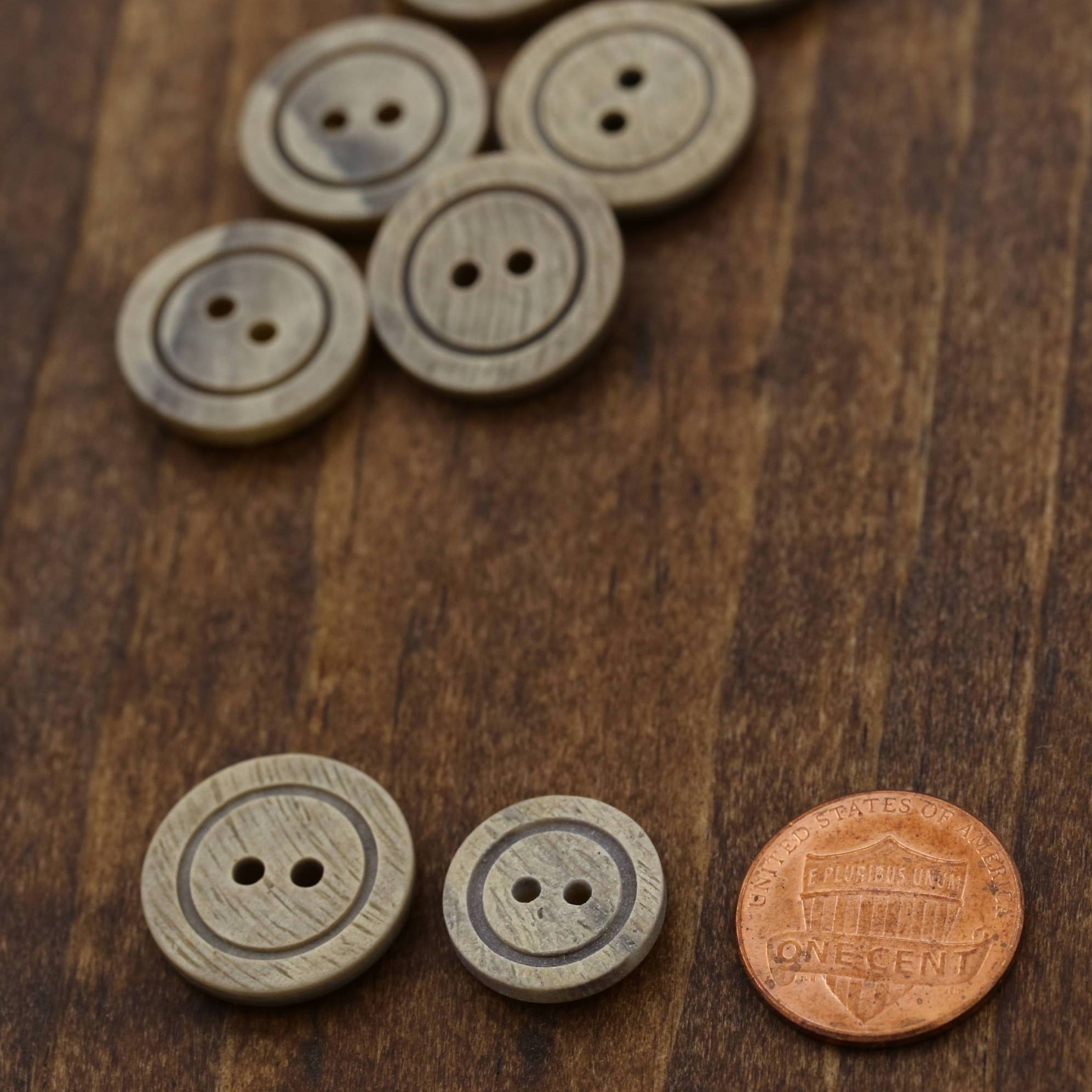 12 Taupe Circle Rimmed Plastic Button
