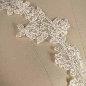 Embellished White or Ivory Sequin and Beaded Veil Bridal Applique