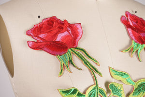 1 Red Rose Embroidery Flower Iron on  Patch/Applique