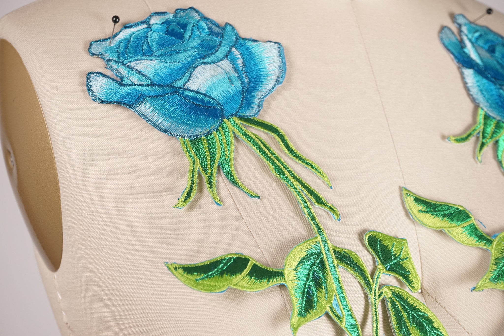 1 Blue Rose Embroidery Flower Iron on Applique/Patch
