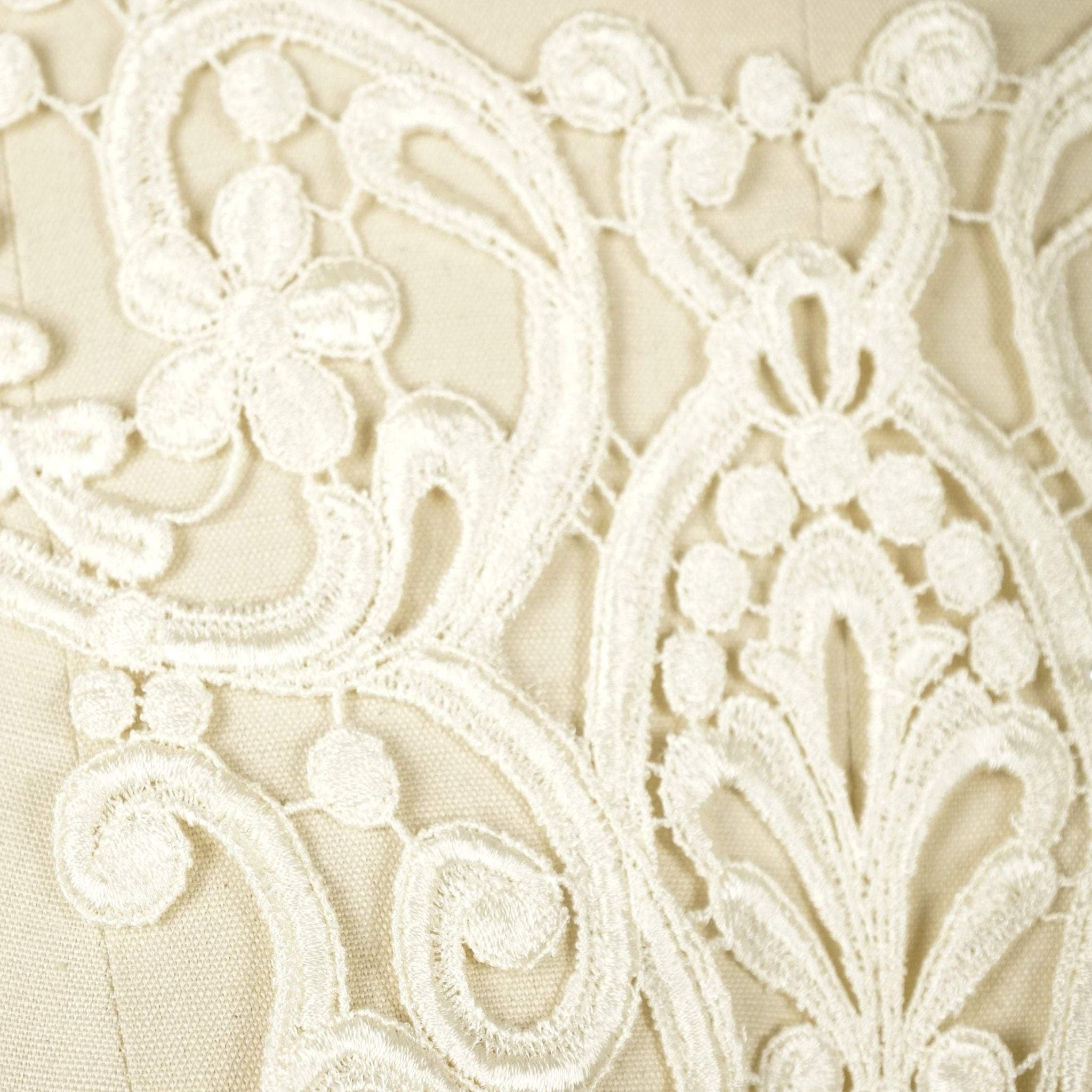 Dramatically Covering Venice Lace V Shaped Applique: Black/White/Ivory/Gold