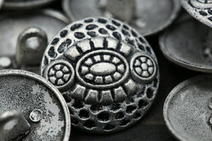 4 Silver Chewed Effect African Metal Button